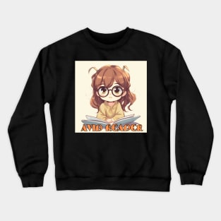 Avid Reader Kawaii Girl, Bookworm Crewneck Sweatshirt